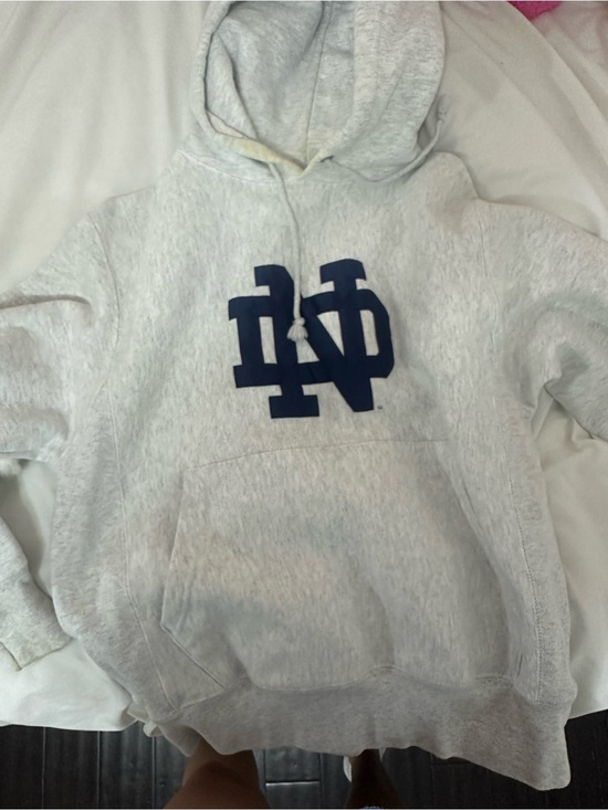 Champion Tops - Gray Hooded Sweatshirt with Notre Dame Logo